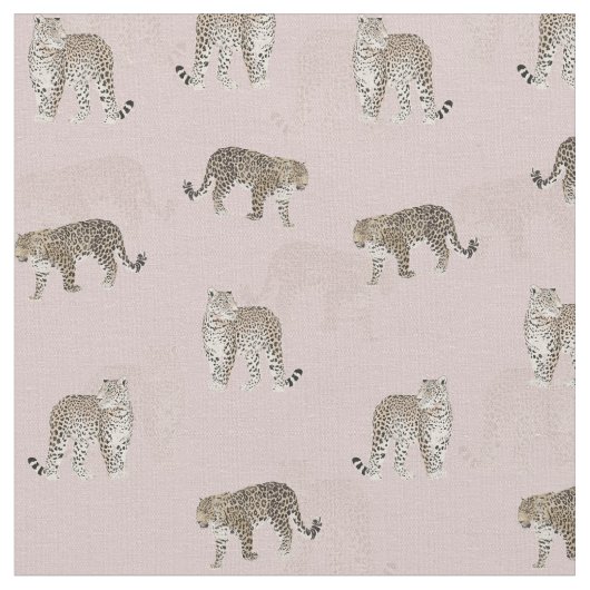 Modern Roze Leopard Oerwoud Dieren Stof (Close Up)