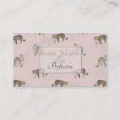 Modern Roze Leopard Oerwoud Dieren Visitekaartje (Voorkant)