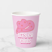 Modern Roze Let's Go Meisjes Cowboy Pet Rodeo Papieren Bekers (Voorkant)