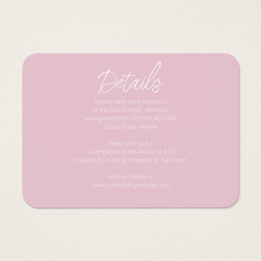 Modern Roze Liefde hart Trouwinformatie Kaart (Voorkant)