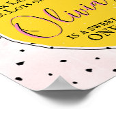 Modern roze limonade 1e verjaardag Welkom Poster (Hoek)