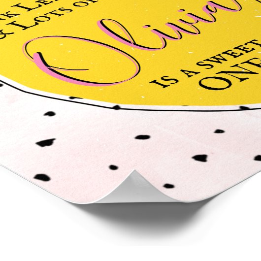 Modern roze limonade 1e verjaardag Welkom Poster (Hoek)