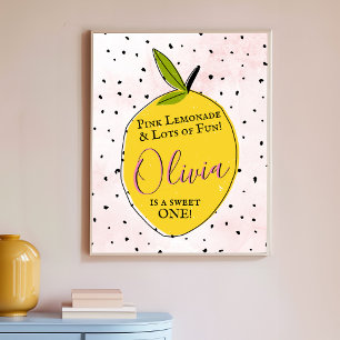 Modern roze limonade 1e verjaardag Welkom Poster