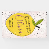 Modern roze limonade 1e verjaardag Welkom Spandoek (Horizontaal)