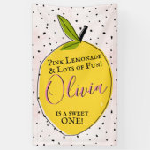 Modern roze limonade 1e verjaardag Welkom Spandoek (Verticaal)