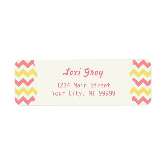 Modern roze limonade chevron adres etiket (Voorkant)