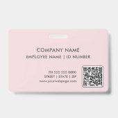Modern Roze Logo Personeels-ID Badge (Achterkant)