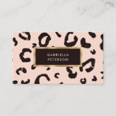 Modern roze luipaard en gouden Lijst Visitekaartje (Voorkant)