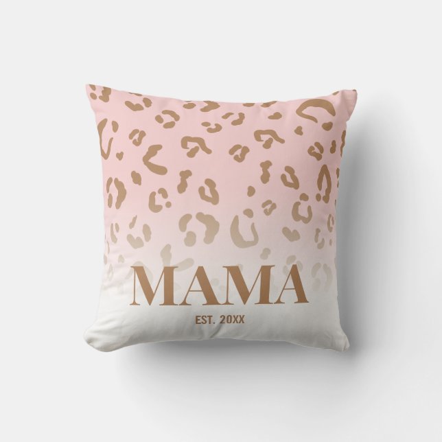 Modern roze luipaardpatroon gepersonaliseerde mama kussen (Voorkant)
