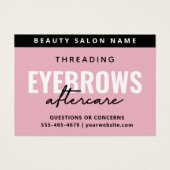 Modern Roze Luxury Eyebrow Threading Aftercare Visitekaartje (Voorkant)