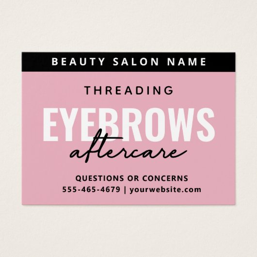 Modern Roze Luxury Eyebrow Threading Aftercare Visitekaartje (Voorkant)