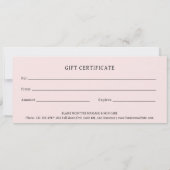 Modern Roze Maan Phases Elegant Cadeaubon (Achterkant)