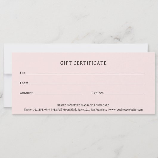 Modern Roze Maan Phases Elegant Cadeaubon (Achterkant)