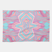 Modern Roze Magenta en Sky Blue Geometrisch Theedoek (Horizontaal)