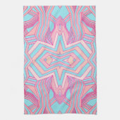 Modern Roze Magenta en Sky Blue Geometrisch Theedoek (Verticaal)