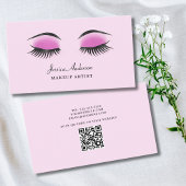 Modern Roze Make-up Artist QR Code Visitekaartje
