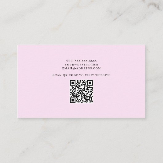 Modern Roze Make-up Artist QR Code Visitekaartje (Achterkant)