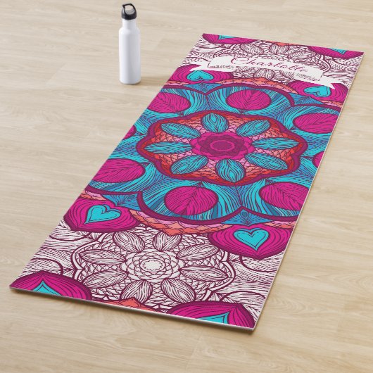 Modern roze mandala gepersonaliseerd cadeau yogamat (In situ)