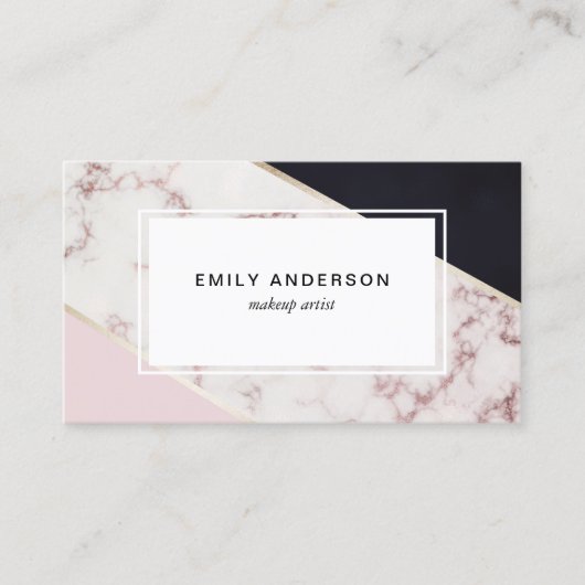 Modern Roze Marble Makeup Artist Visitekaartje (Voorkant)