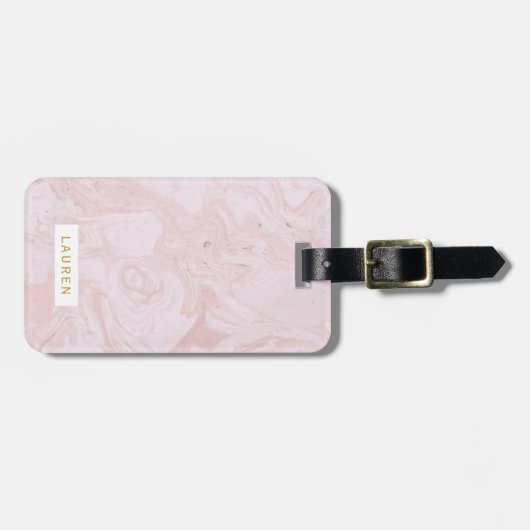 Modern Roze Marble Personalized Bagagelabel (Voorkant horizontaal)