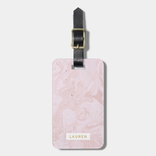 Modern Roze Marble Personalized Bagagelabel (Voorkant verticaal)