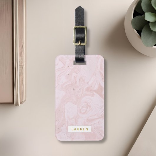 Modern Roze Marble Personalized Bagagelabel