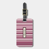 Modern Roze Mauve Gestreepte Custom Bagagelabel (Voorkant verticaal)
