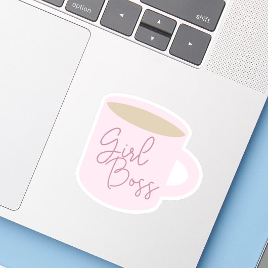 Modern Roze Meisje Baas Koffie Sticker
