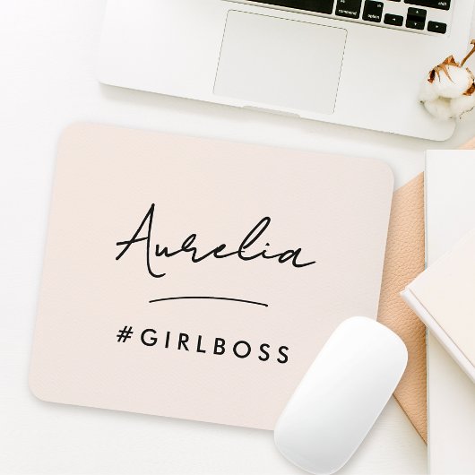 Modern Roze Meisje Baas Script Naam Beste Girly Gi Muismat