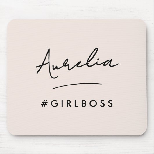 Modern Roze Meisje Baas Script Naam Beste Girly Gi Muismat (Voorkant)