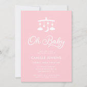 Modern Roze Meisje Baby shower Invitation Kaart (Voorkant)
