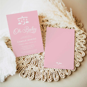 Modern Roze Meisje Baby shower Invitation Kaart