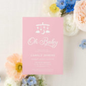 Modern Roze Meisje Baby shower Invitation Kaart