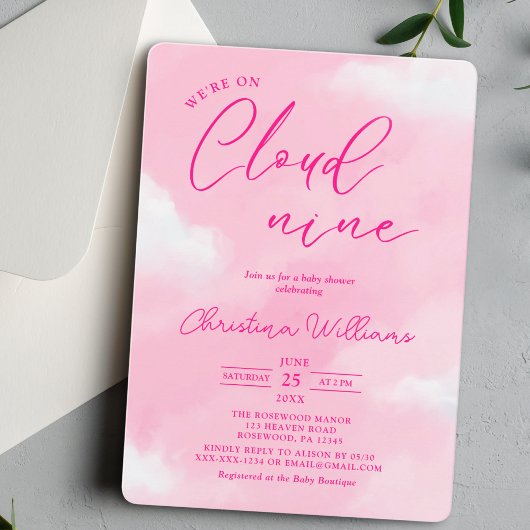 Modern Roze Meisje Baby shower Invitation Kaart