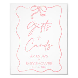 Modern Roze Meisje Boog Baby shower Gifts Kaarten  Foto Afdruk