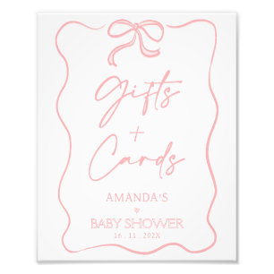 Modern Roze Meisje Boog Baby shower Gifts Kaarten  Foto Afdruk