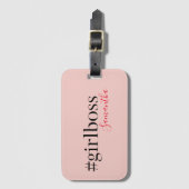 Modern Roze Meisje Boss & Name | Meisjescadeau Bagagelabel (Voorkant (verticaal))