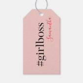 Modern Roze Meisje Boss & Name | Meisjescadeau Cadeaulabel (Voorkant)