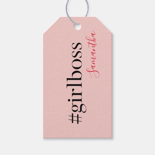 Modern Roze Meisje Boss & Name | Meisjescadeau Cadeaulabel (Voorkant)