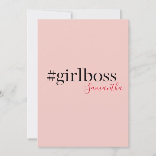 Modern Roze Meisje Boss & Name | Meisjescadeau Feestdagenkaart (Voorkant)