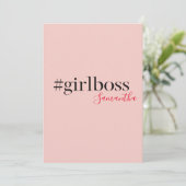 Modern Roze Meisje Boss & Name | Meisjescadeau Feestdagenkaart (Staand voorkant)