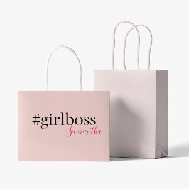 Modern Roze Meisje Boss & Name | Meisjescadeau Groot Cadeauzakje