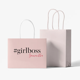 Modern Roze Meisje Boss & Name Meisjescadeau Groot Cadeauzakje