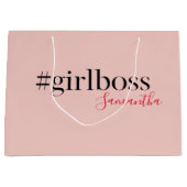 Modern Roze Meisje Boss & Name | Meisjescadeau Groot Cadeauzakje (Voorkant)