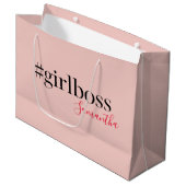 Modern Roze Meisje Boss & Name | Meisjescadeau Groot Cadeauzakje (Voorkant Gekanteld)