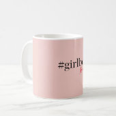 Modern Roze Meisje Boss & Name | Meisjescadeau Koffiemok (Voorkant links)