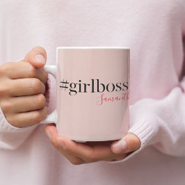Modern Roze Meisje Boss & Name | Meisjescadeau Koffiemok