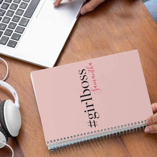 Modern Roze Meisje Boss & Name | Meisjescadeau Notitieboek