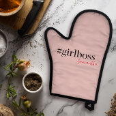Modern Roze Meisje Boss & Name | Meisjescadeau Ovenwant