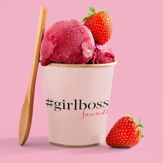 Modern Roze Meisje Boss & Name | Meisjescadeau Papieren Bekers